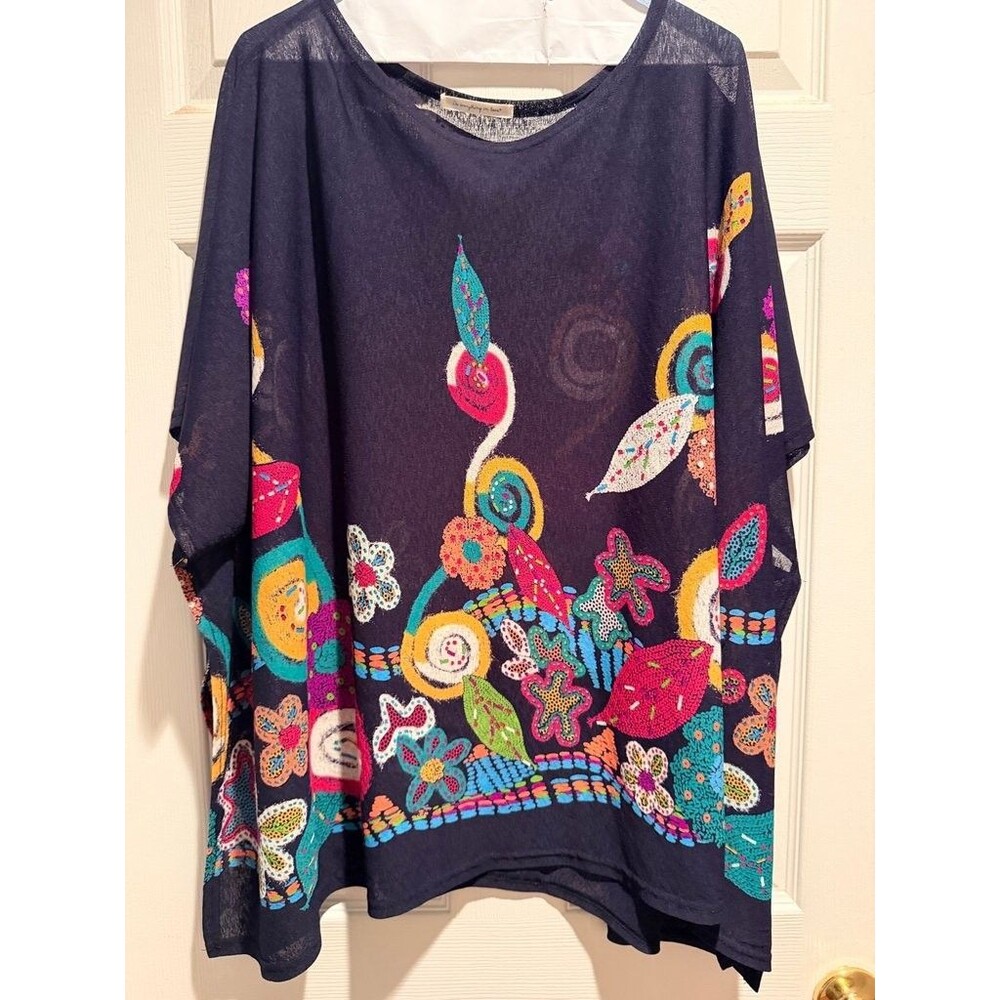 Do Everything in Love Colorful Floral Embroidered Top